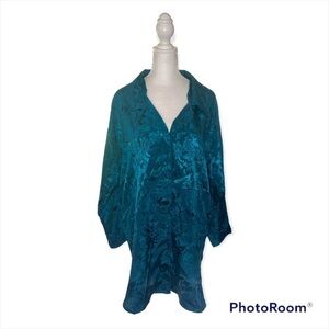Vintage Victoria's Secret Gold Label Dark Teal Green Sleep Shirt Size P/S